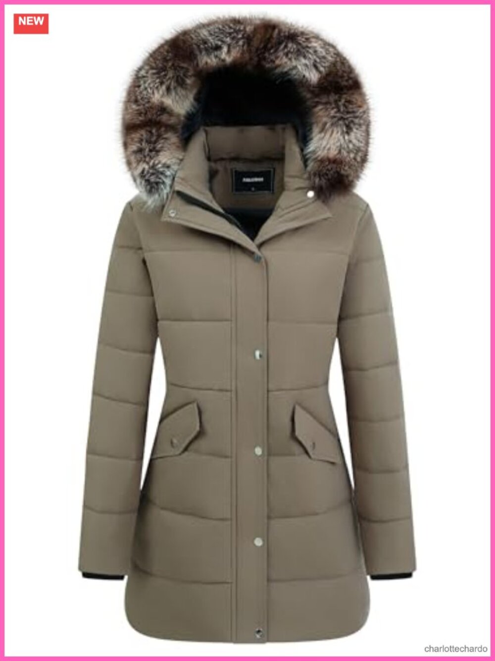 Women's Waterproof Long Insulated Parka Detachable Hood Winter Coat